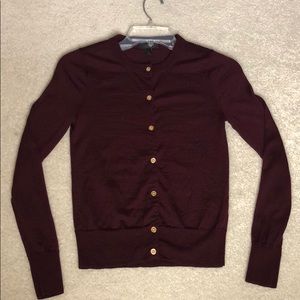 J. Crew wool maroon button up sweater